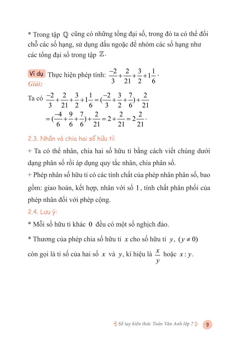 Sổ Tay Kiến Thức Toán-Văn-Anh Lớp 7