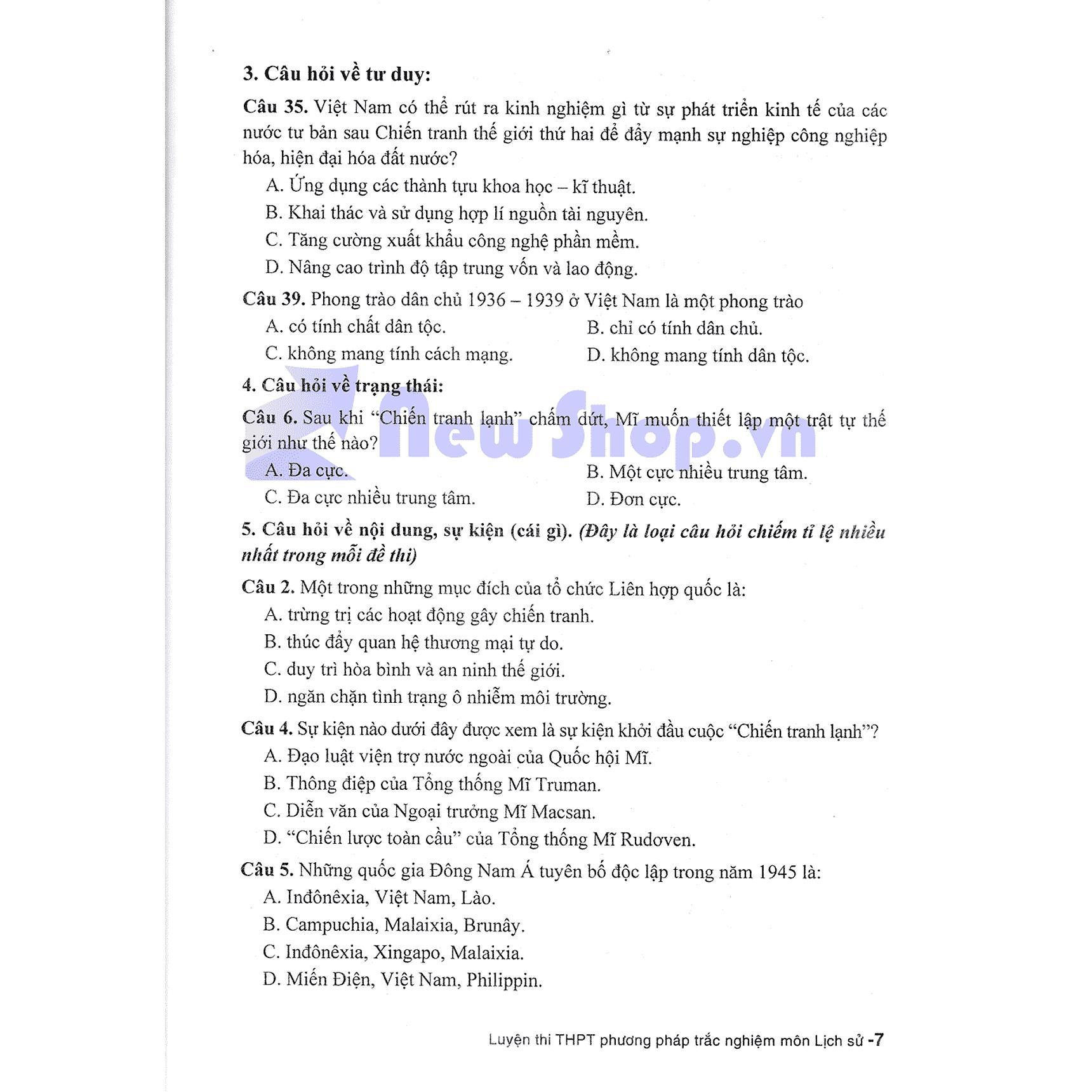 Sách - Phương Pháp Trắc Nghiệm Môn Lịch Sử - Hồng Ân
