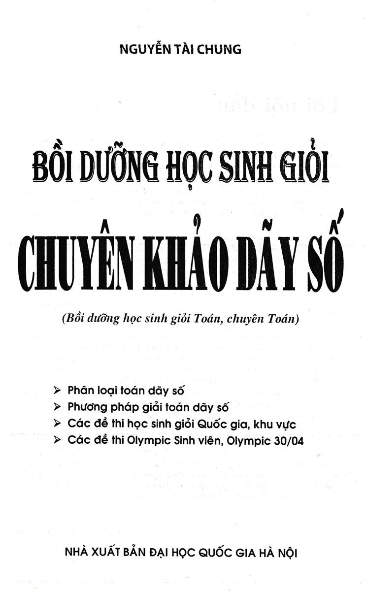 Bồi Dưỡng Học Sinh Giỏi - Chuyên Khảo Dãy Số