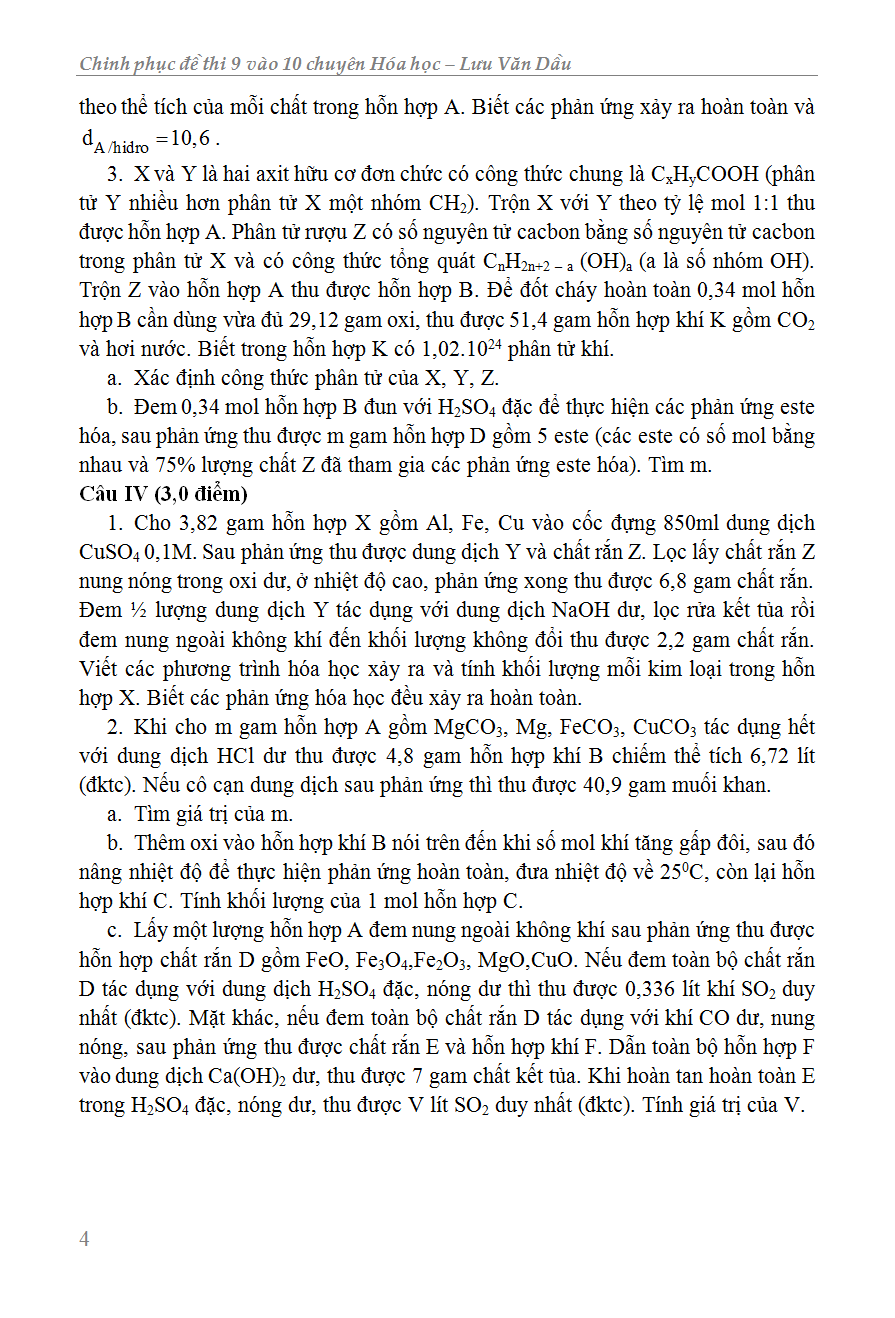 Chinh Phục Đề Thi 9 Vào 10 Chuyên Hóa Học - KV