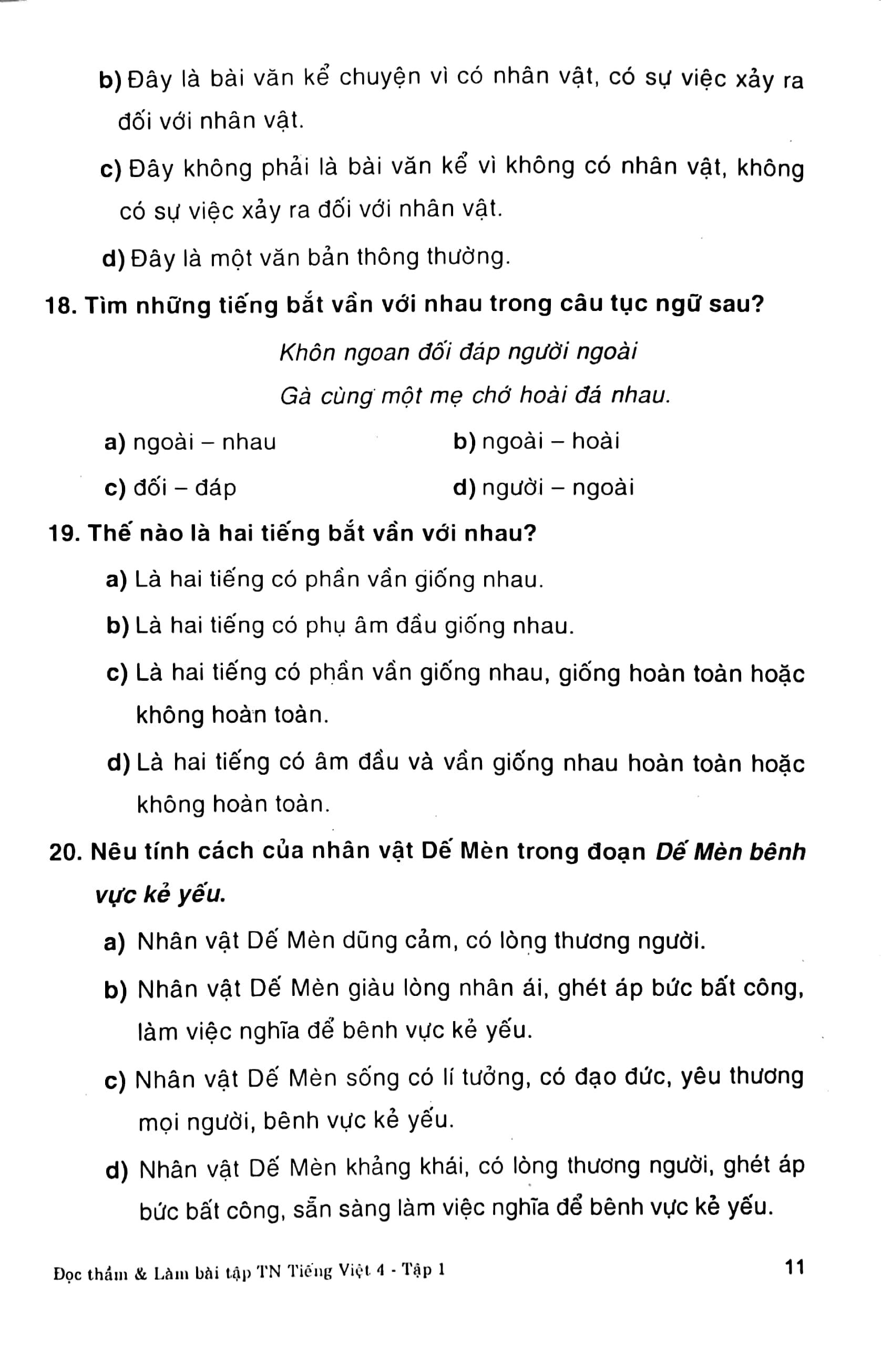 Đọc Thầm Và Làm Bài Tập Trắc Nghiệm Tiếng Việt 4 - Tập 1