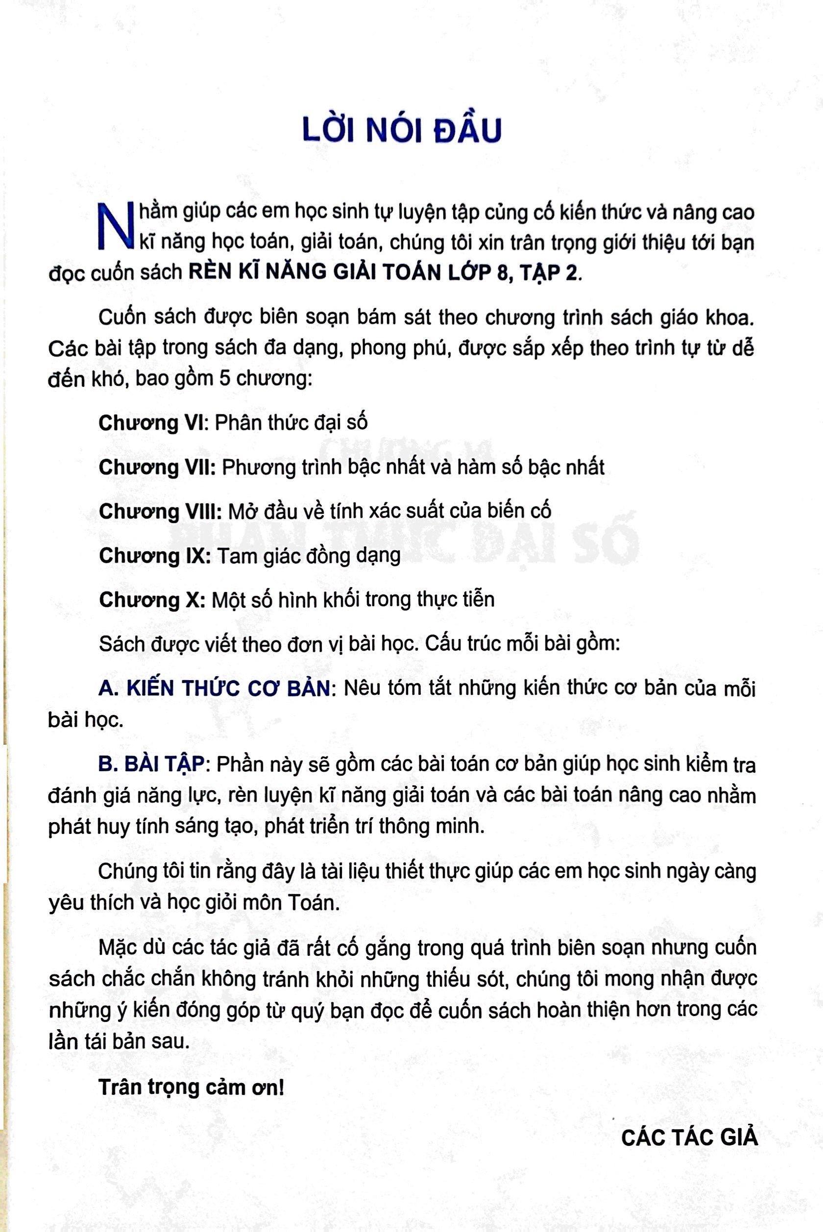 Rèn Kĩ Năng Giải Toán Lớp 8 - Tập 2 (Theo Chương Trình Giáo Dục Phổ Thông Mới)