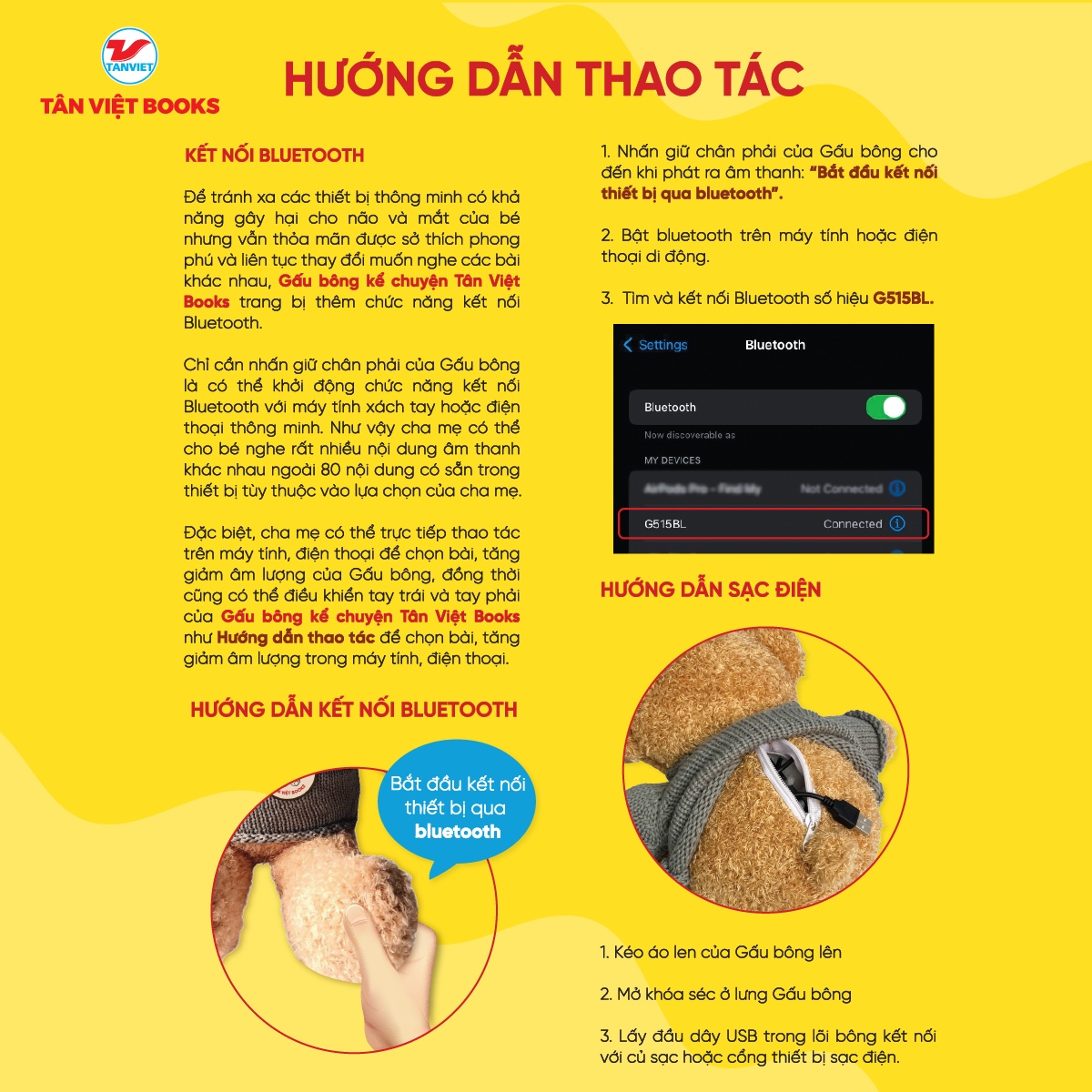 Gấu Bông Kể Chuyện Song Ngữ Anh Việt - Người Bạn Tâm Tình Của Bé (Kết Nối Được Bluetooth) (TV)