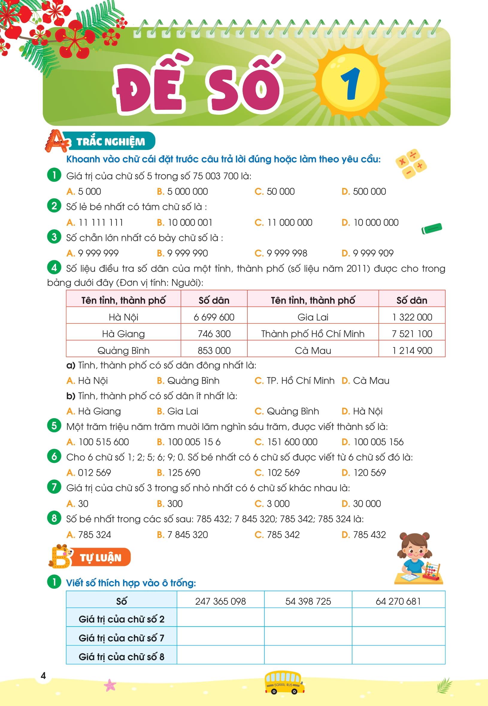 Sách - Phiếu Ôn Hè Toán Lớp 4