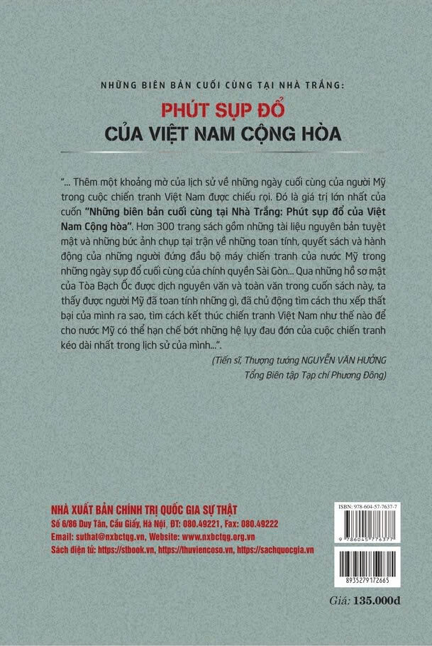 Những biên bản cuối cùng tại Nhà Trắng: Phút sụp đổ của Việt Nam Cộng hòa (xuất bản lần thứ ba)