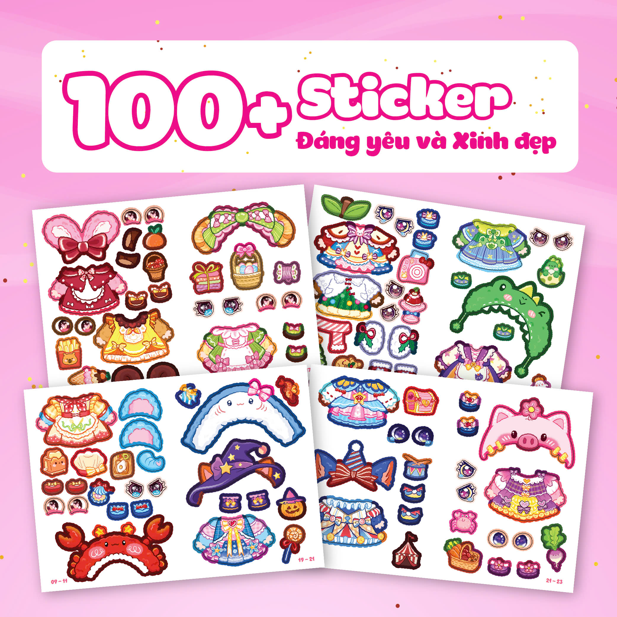 Combo 5 Cuốn Mini Fashion (500+ stickers dễ thương) - Sách bóc dán sticker cho bé gái