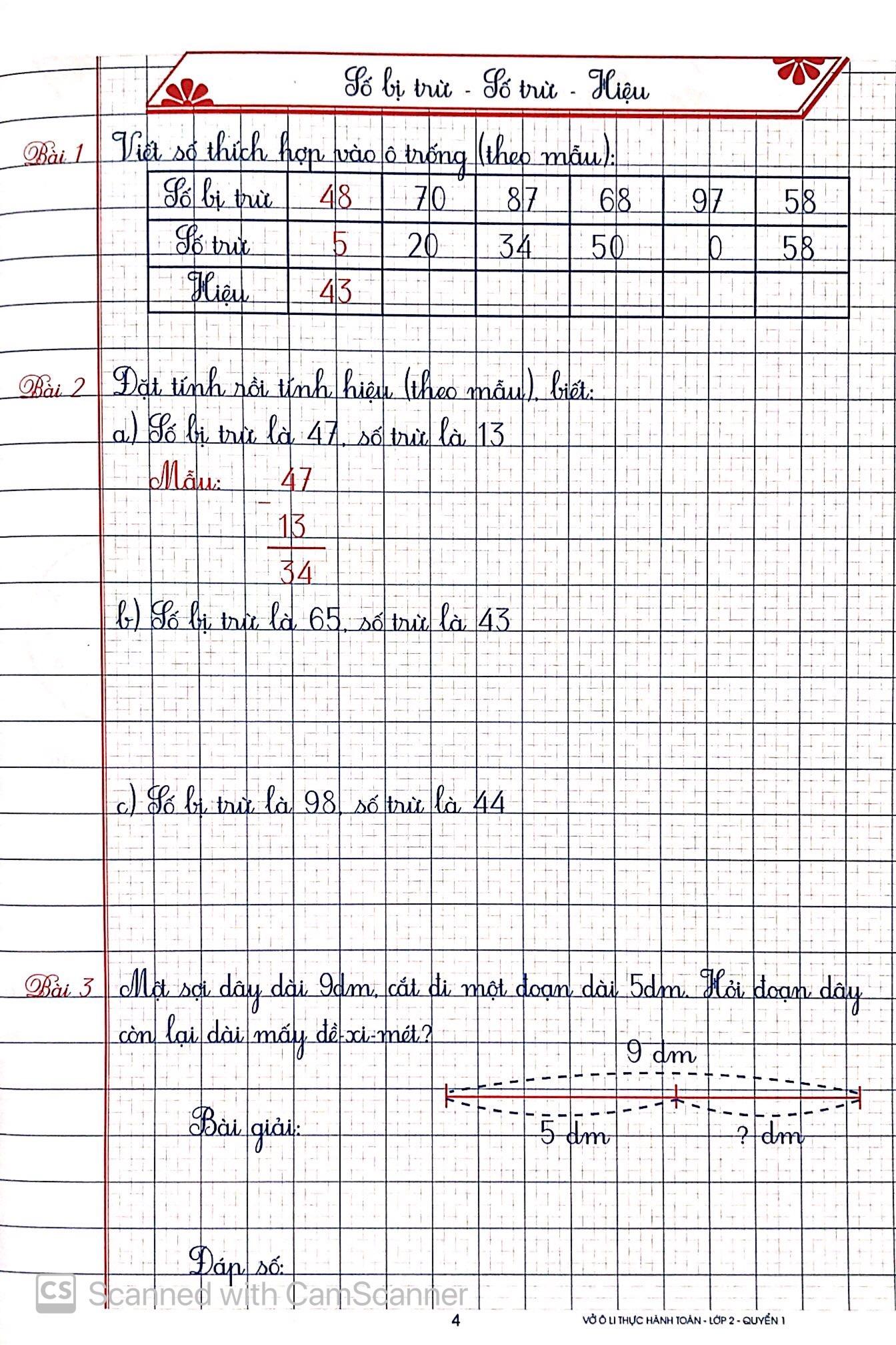 Vở Ô Li Thực Hành Toán 2 - Quyển 1