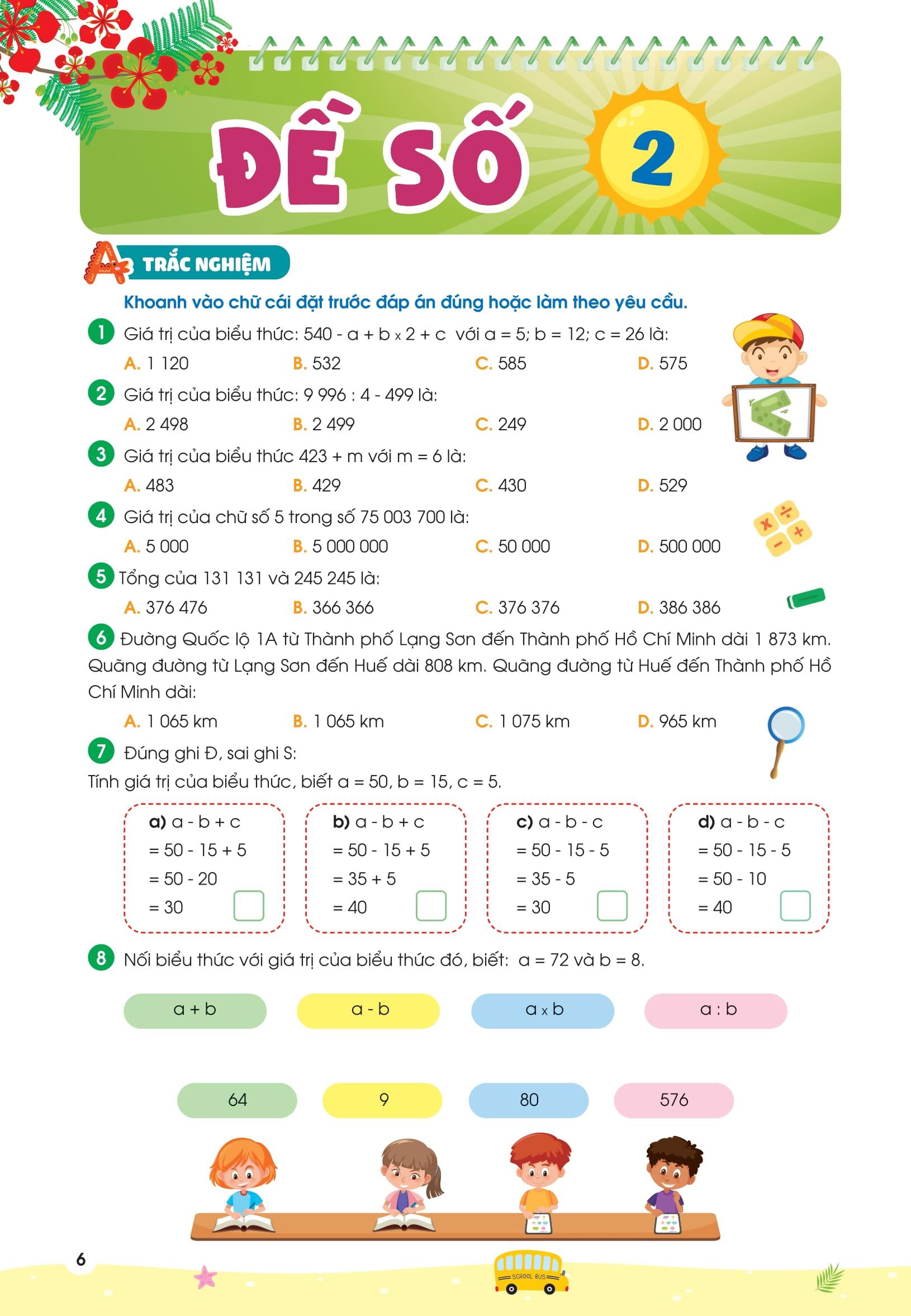 Sách - Phiếu Ôn Hè Toán Lớp 4