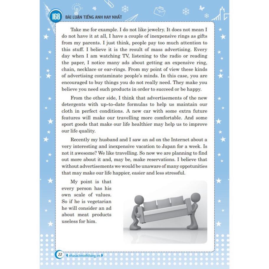 Sách - 168 bài luận Tiếng Anh hay nhất ( tái bản lần 01), tặng kèm Bookmark