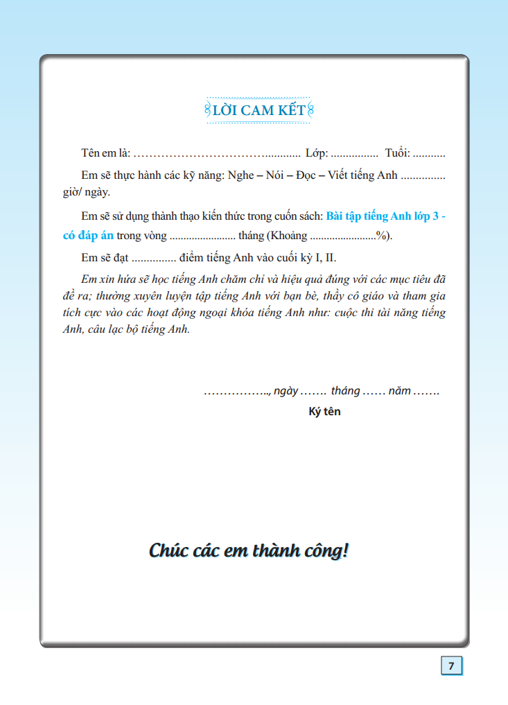Bài Tập Tiếng Anh Lớp 3 (Tái Bản)