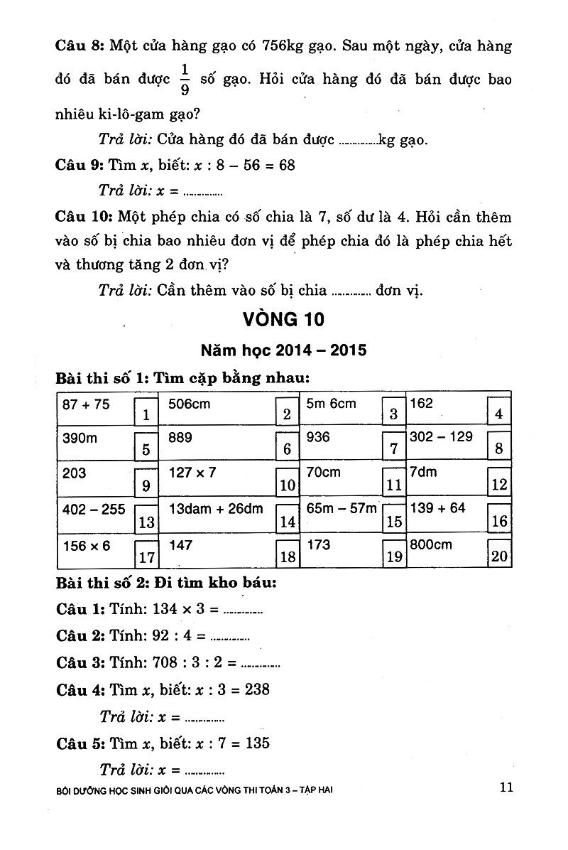 Bồi Dưỡng Học Sinh Giỏi Qua Các Vòng Thi Toán Lớp 3 (Tập 2)