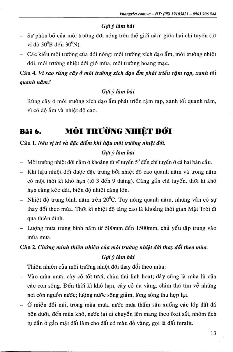 Bồi Dưỡng Học Sinh Giỏi Địa Lí Lớp 7 (Tái Bản)
