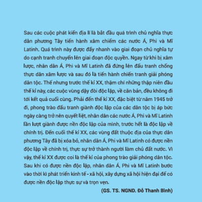 Quá trình phi thực dân hóa và con đường đi lên xã hội hiện đại Của Các Dân Tộc Á, Phi Và Mĩ Latinh Thế Kỉ XX - Đầu Thế KỈ XXI