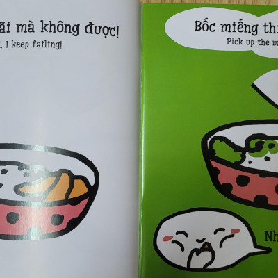 Sách Ehon Miu Miu Tự Lập Phần 1 Song Ngữ - Xúc Cơm Ăn