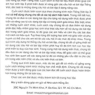 PHÁT TRIỂN VÀ NÂNG CAO TIẾNG VIỆT LỚP 3 (DÙNG CHUNG CHO CÁC SGK MỚI HIỆN HÀNH)