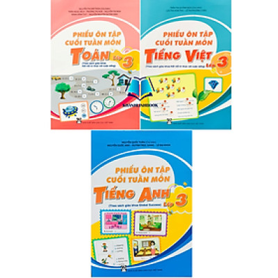Sách - Combo phiếu ôn tập cuối tuần môn toán + tiếng việt + tiếng anh 3 ( kết nối )