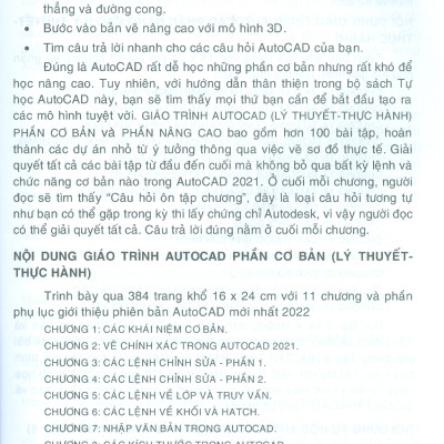 GIÁO TRÌNH AUTOCAD - PHẦN CƠ BẢN (Lý Thuyết - Thực hành) (Dùng cho các phiên bản Autocad 2023, 2022, 2021) (Tái bản lần 1)