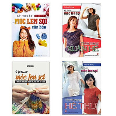 Sách - Kỹ Thuật Móc Len Sợi Căn Bản-Móc Len Sợi Hè Thu-Móc Len Sợi Xuân Hè - Móc Len Sợi Tấm Lót, Thảm - Bộ 4 Cuốn - Việt Thư