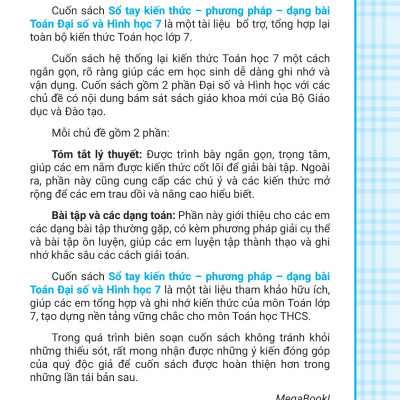 Sổ Tay Kiến Thức - Phương Pháp - Dạng Bài Toán Đại Số Và Hình Học 7 (MGB)