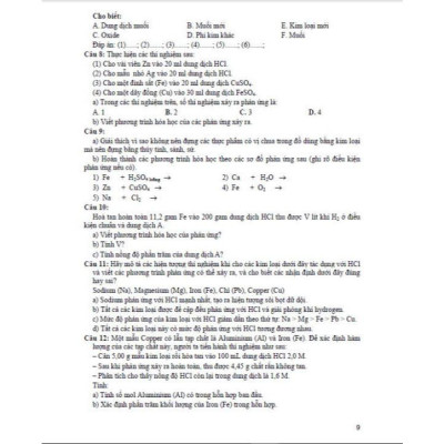 Tự tin luyện thi vào lớp 10 môn hóa học dành cho học sinh lớp 9- HA