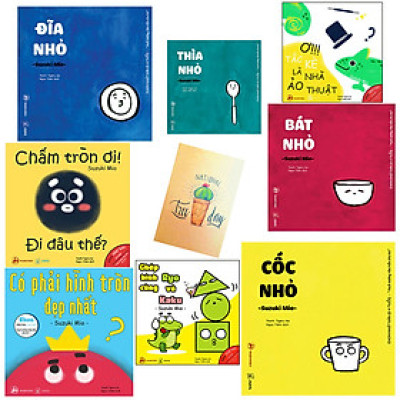 Combo Ehon Đồ Vật: Cốc Nhỏ+ Thìa Nhỏ+ Đĩa Nhỏ+ Bát Nhỏ và Ehon Hình Khối:Chấm Tròn Ơi Đi Đâu Thế+ Có Phải Hình Tròn Đẹp Nhất+Chép Hình Cùng Ryo và Kaku Và Ehon màu Sắc: Ơ Tắc Kè Là Nhà Ảo Thuật( Tặng Kèm Sổ tay Xương Rồng)