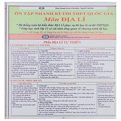 Ôn Tập Nhanh Kì Thi THPT Quốc Gia - Môn Địa Lí