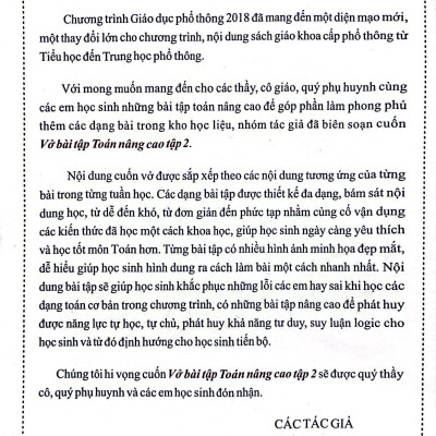 Vở Bài Tập Toán Nâng Cao 2 - Tập 2 (Tái Bản 2023)