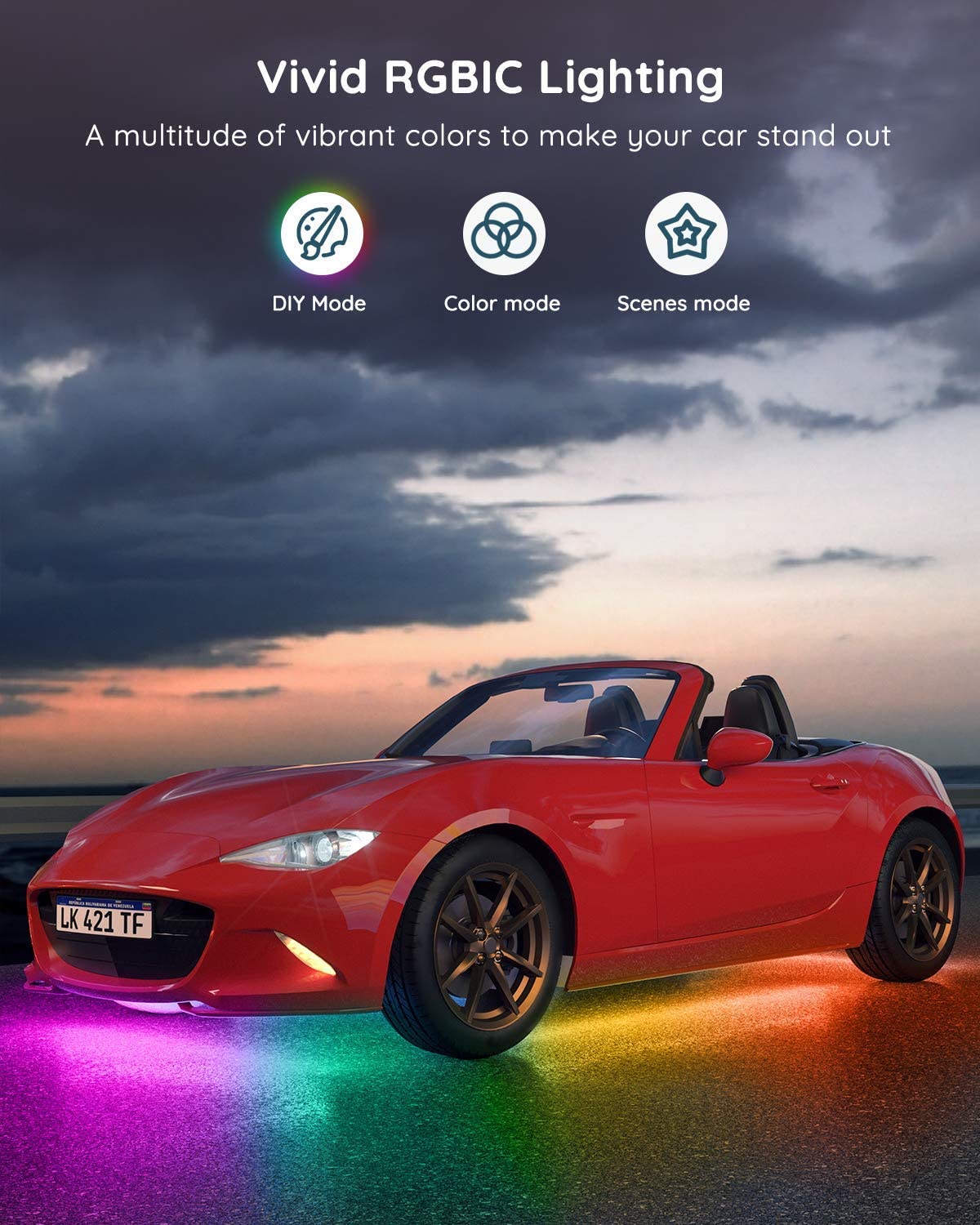Đèn LED gầm ô tô Govee RGBIC Exterior Car Underglow Light H6184 | Kháng nước, cảm biến nhạc RGB 16 triệu màu