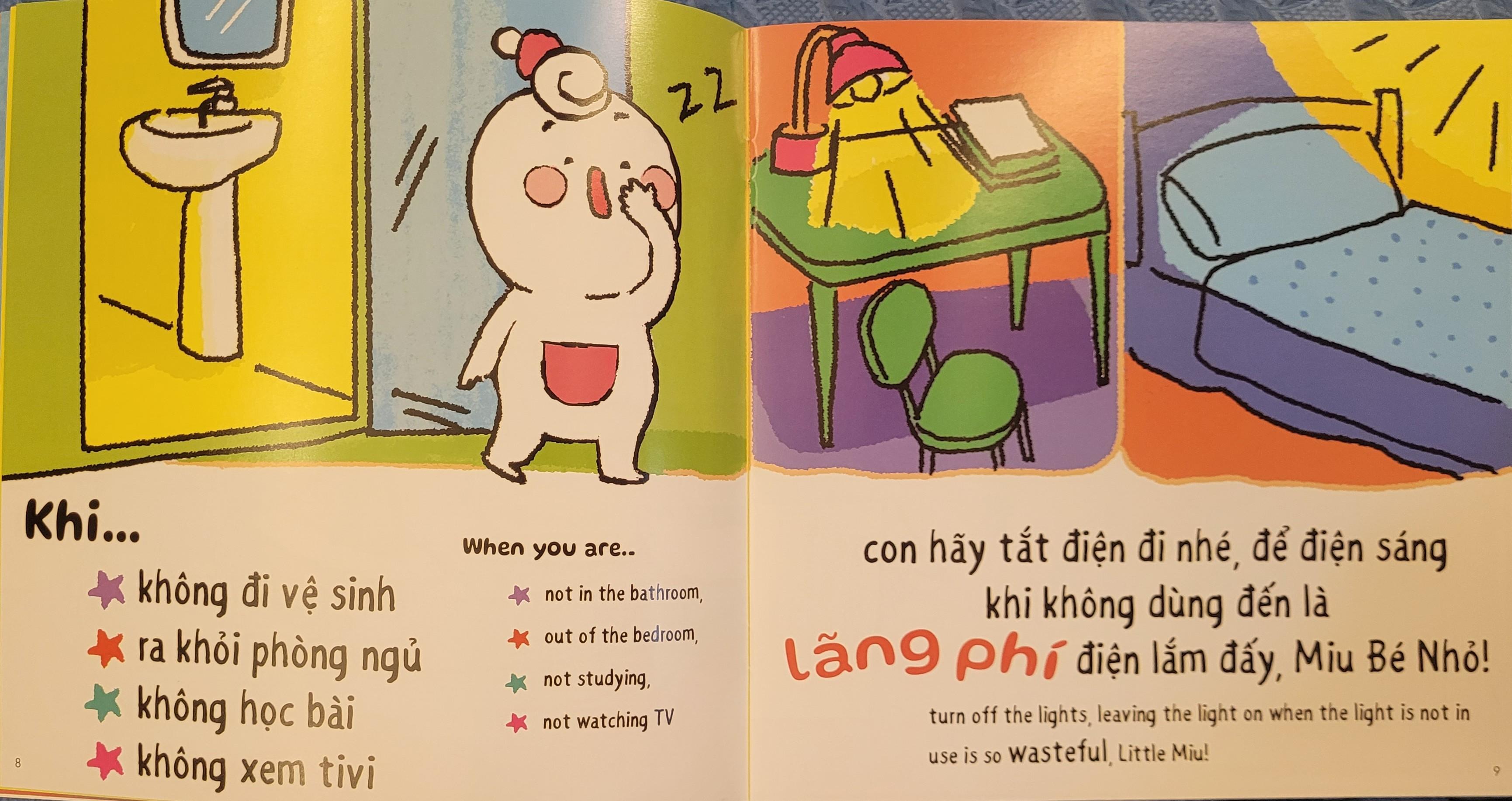 Sách Ehon Miu Bé Nhỏ Phần 2 Song Ngữ - Đừng Lãng Phí Nhé