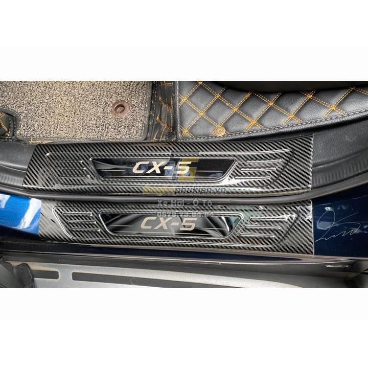 Combo ỐP BẬC CỐP VÀ BẬC CỬA xe Mazda CX5, CX-5 2018-2020 vân Carbon