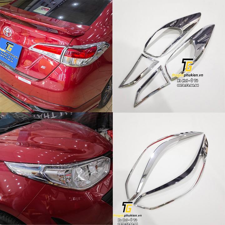 Bộ ốp trang trí, bảo vệ đèn xe Toyota Vios 2019-2020 mạ Crom