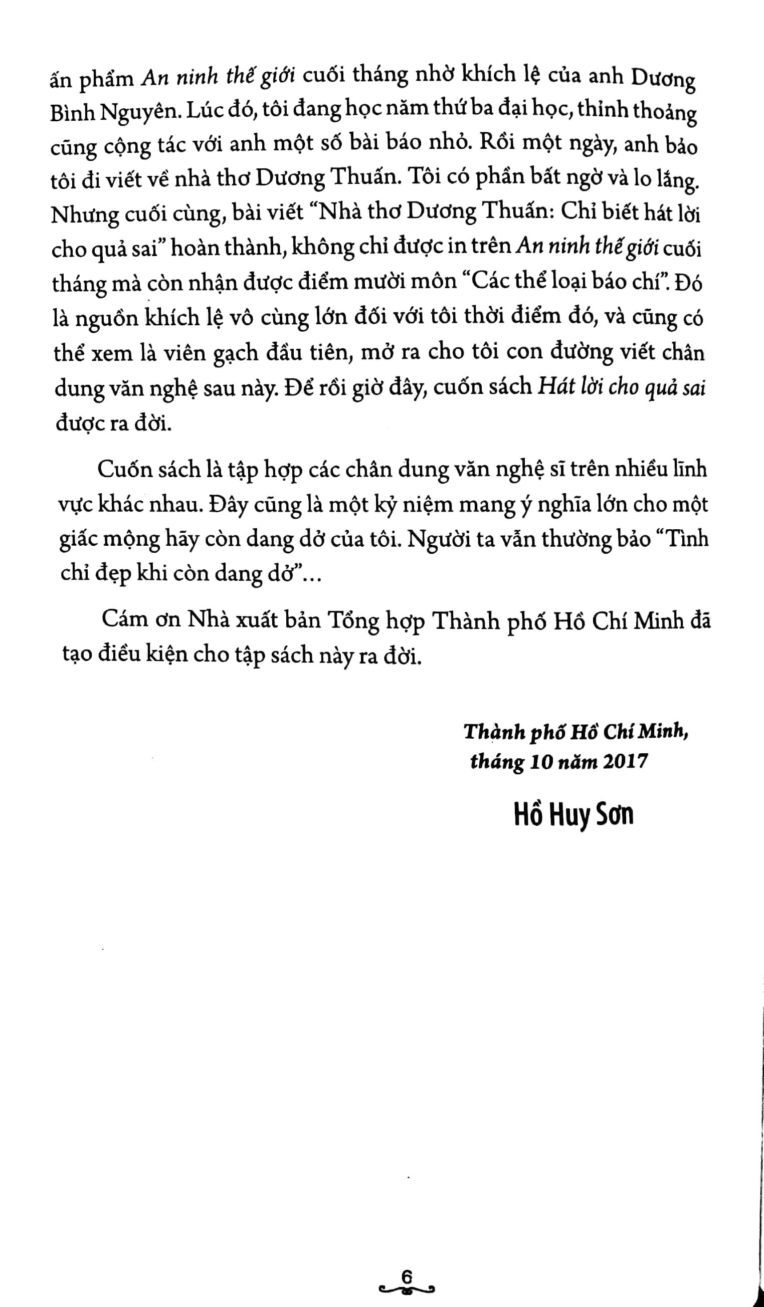 Hát Lời Cho Quả Sai