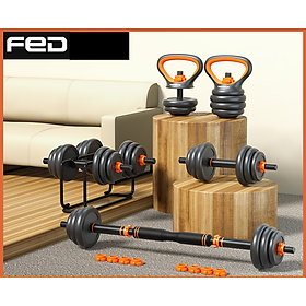 Bộ Tạ Tay (6 in 1) Composite FED Kết hợp tạ đẩy(30 kg)Đa Năng Cao cấp --- hàng chính hãng