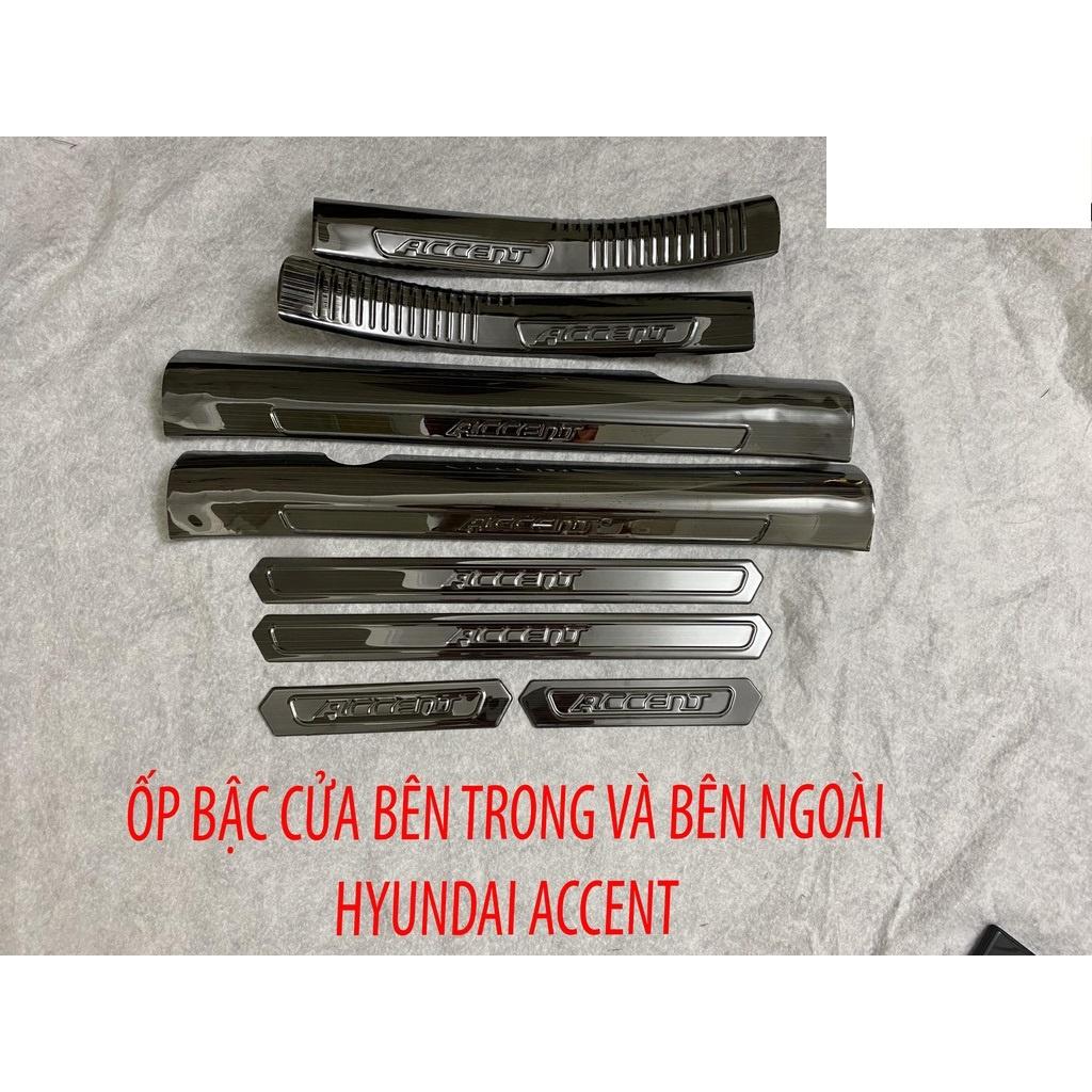 Ốp bậc cửa , nẹp bước chân Hyundai Accent 2019-2022 cao cấp -mẫu Titan 8 chi tiết