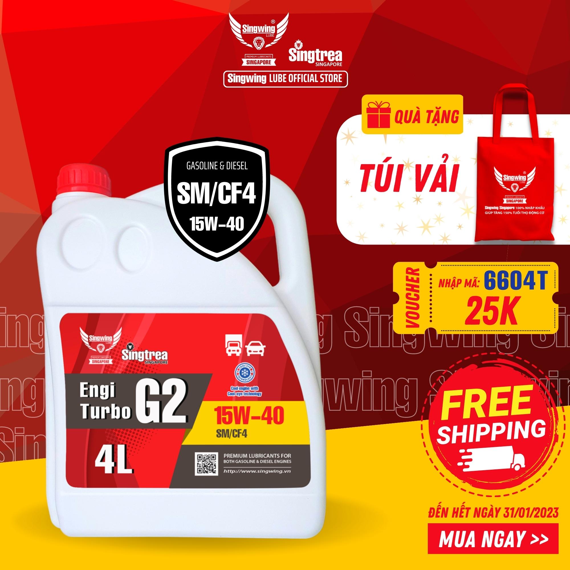 Dầu nhớt Singtrea Engi Turbo G2 15W-40 SM/CF4 4L dành cho xe ô tô