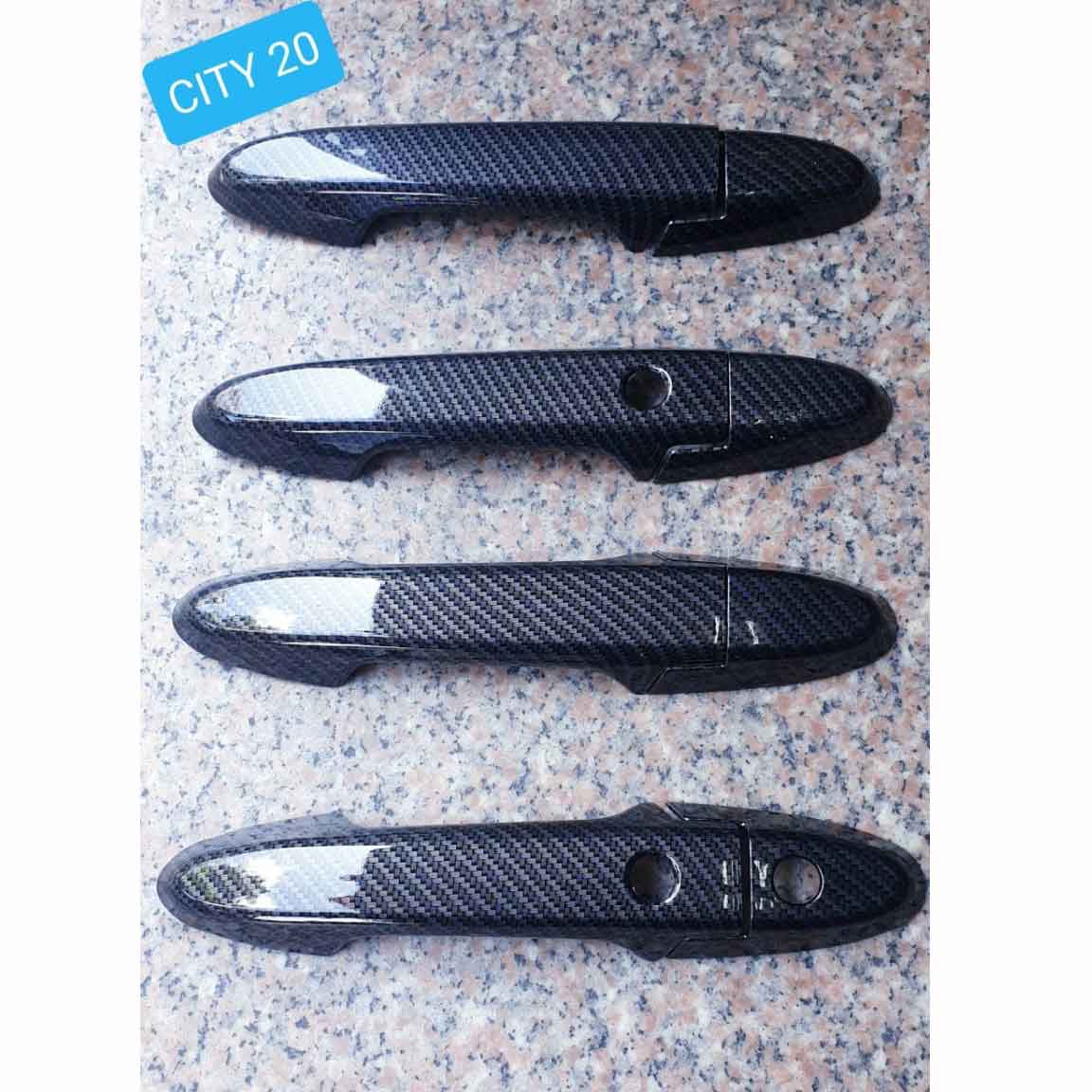Bộ 4 Ốp Tay Nắm Cửa Dành Cho Xe Ô Tô City 2015 2016 2017 2018 2019 2020 Vân Cacbon