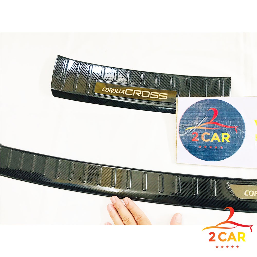 Ốp Chống trầy cốp trong, ngoài CARBON xe Toyota Corolla Cross 2020 2021 2022 2023 vân Cacbon cao cấp