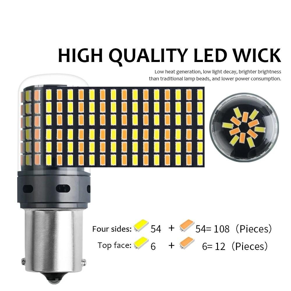 Hộp 2 Chiếc Xi Nhan CANBUS Không Lỗi 1156 P21W BA15S PY21W BAU15S 7440 W21W T20 3014 120SMD Xe DRL Nhan 2 Màu 2 Trong 1
