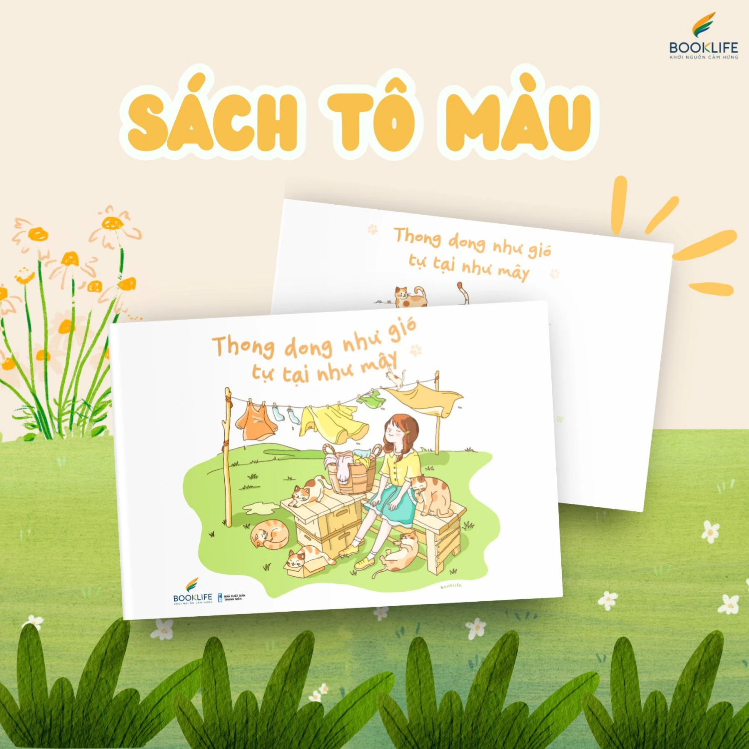 Sách Tô Màu Chữa Lành - Thong Dong Như Gió - Tự Tại Như Mây - 1980