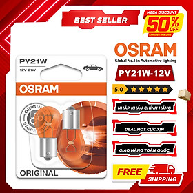 Combo 2 Bóng Đèn Sau 1 Tim OSRAM Original PY21W 7507-02B 12V 21W (Chân Xéo)
