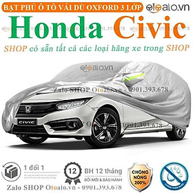 Bạt che phủ xe ô tô Honda Civic 3 lớp cao cấp