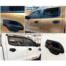 Combo bộ ốp tay nắm cửa chất liệu nhựa ABS cao cấp và hõm cửa 3M xe Ford Ranger