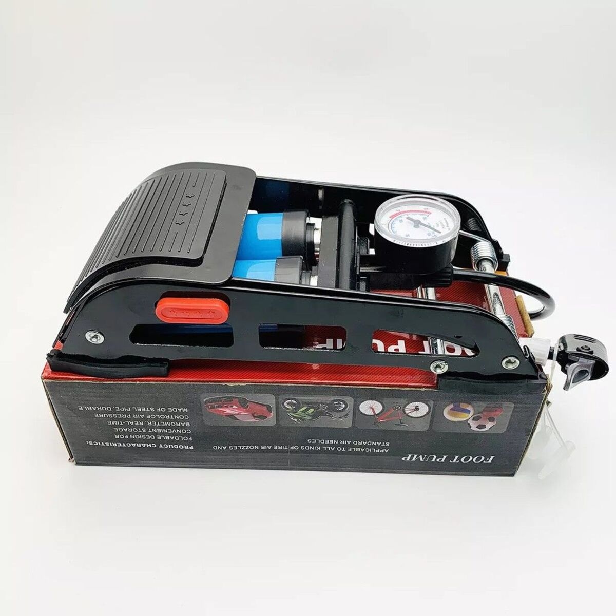 Bơm đạp chân đa năng 2 piston - Bơm hơi dùng cho ô tô, xe máy, bơm phao, bóng