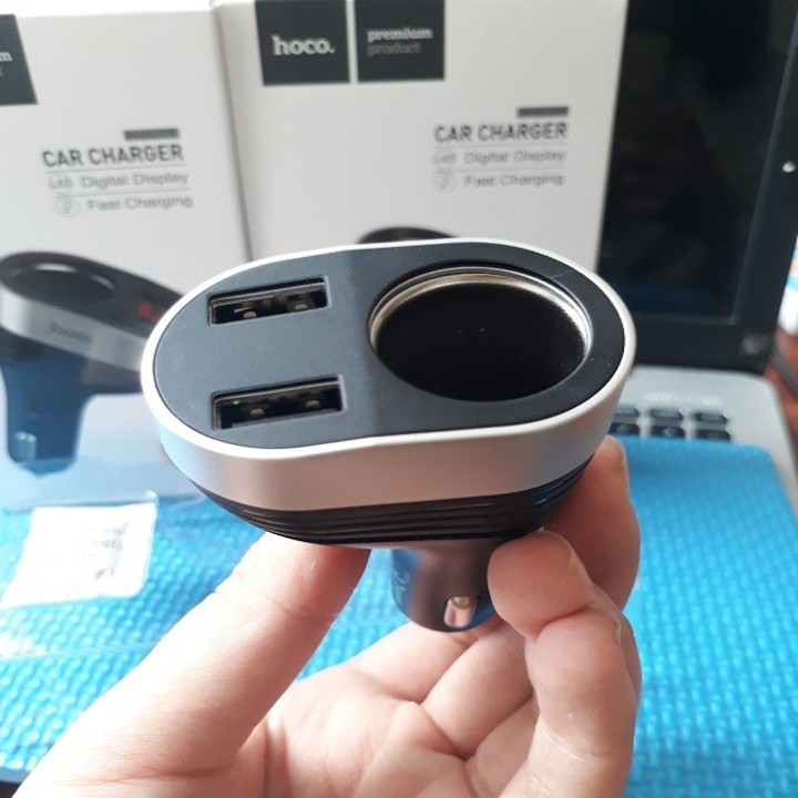 Bộ chia tẩu sạc dùng cho ô tô, xe hơi nhãn hiệu Hoco Z29, Đầu vào: DC12 - 24V, Đầu ra: USB1/2DC5V/2.4A,ổng đầu ra 2 cổng USB: DV5V/3.1A Max , Đầu ra 2 lỗ tẩu sạc: 96W Max , Hàng nhập khẩu