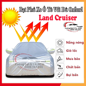 [LAND CRUISER] Bạt Phủ Ô Tô Vải Dù Oxford, Tráng Nhôm Cao Cấp, Áo Trùm Bảo Vệ Xe LAND CRUISER, Bạc Phủ Trùm Chống Nóng Chống Mưa, Chống Xước Xe, Bạt Của Xưởng Được May Theo Kích Cỡ Xe, Cam Kết Vừa Xe, Bền Và Đẹp Tới 2 Năm