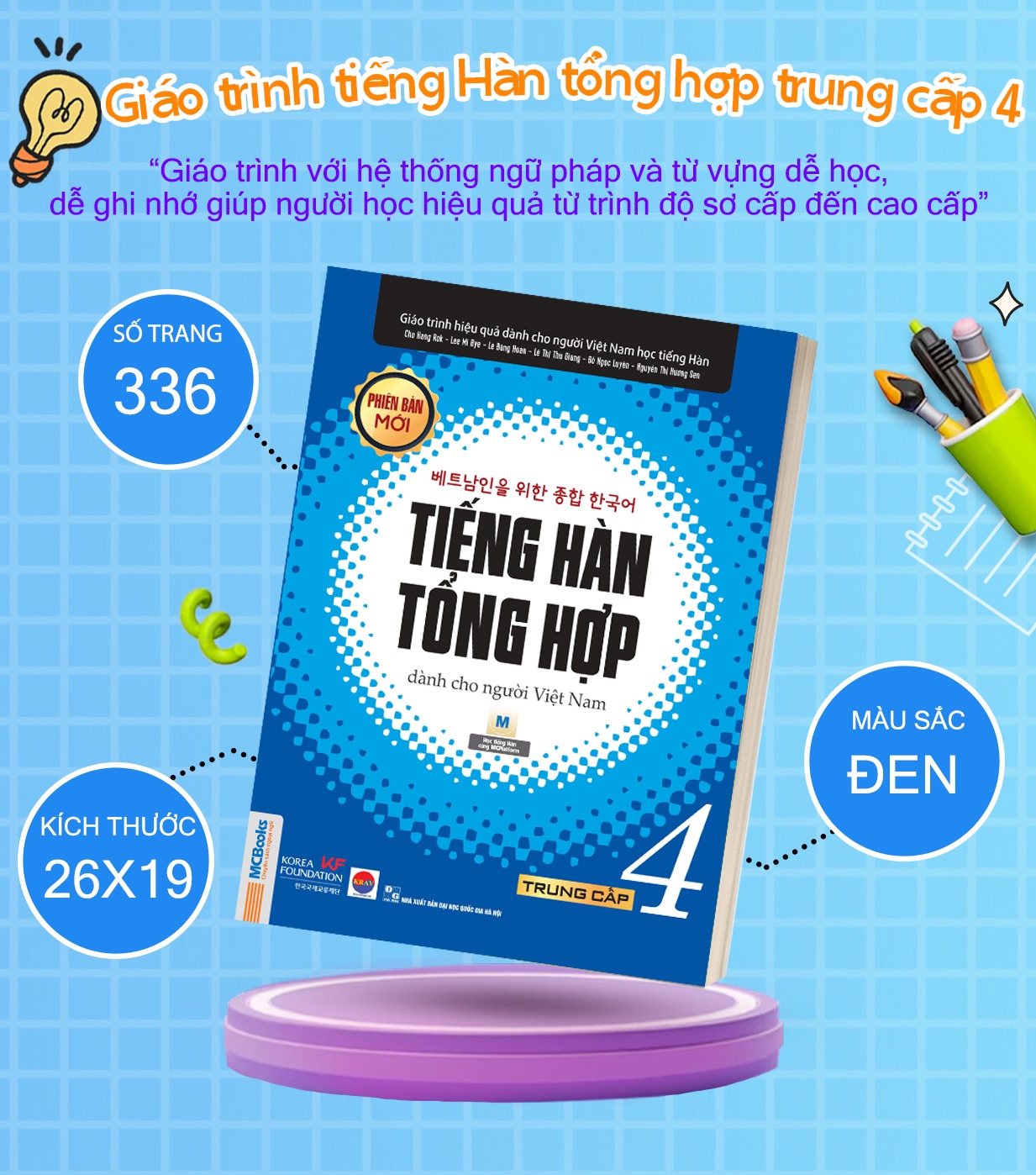 Sách - Combo Giáo trình Tiếng Hàn Tổng hợp Trung cấp 4 ( giáo trình + bài tập) - Bản Đen trắng Mcbooks
