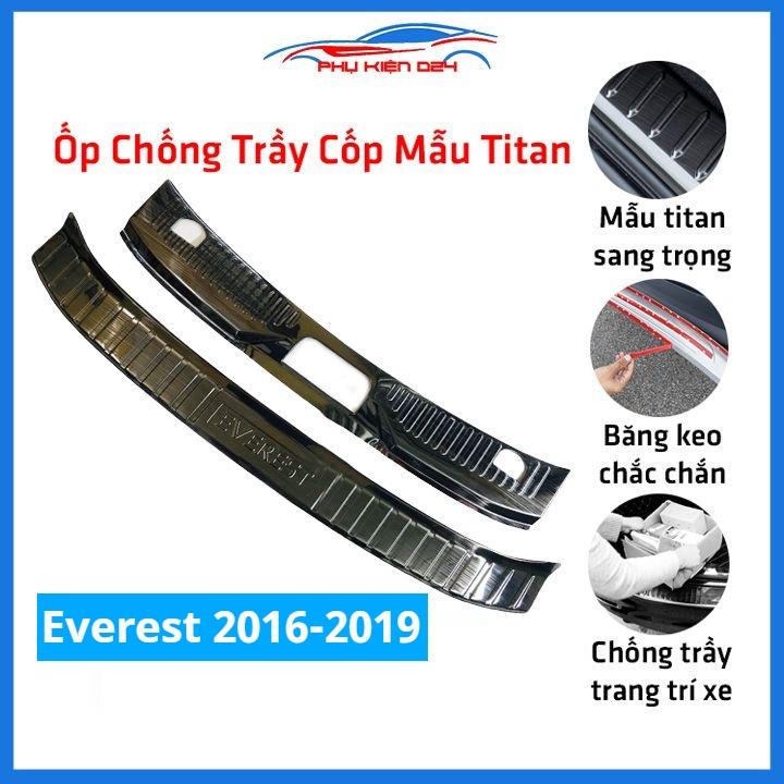 Ốp chống trầy cốp Everest 2016-2017-2018-2019 thép không gỉ vân titan bảo vệ xe chống va đập