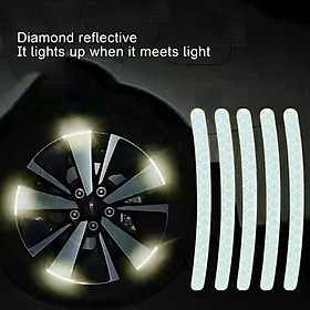 Set 10 Miếng Dán Phản Quang Ban Đêm Trang Trí Viền Bánh Xe Hơi cảnh báo an toàn cánh cửa cho xe hơi xe máy ô tô