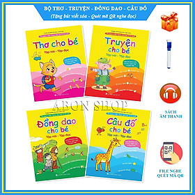 Trọn bộ gồm 4 quyển Đồng dao - Thơ - Truyện - Câu đố cho bé - Tủ sách tiềm thức kèm File đọc quét mã QR ngay trên từng quyển - Tặng 1 bút viết xóa