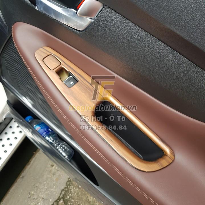 Ốp nội thất vân gỗ cho Hyundai Santafe 2019 Cao cấp - gỗ đỏ